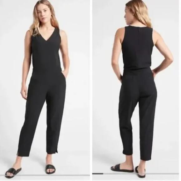 ATHLETA Brooklyn Ankle Jumpsuit Black Sz 6 {OO45} - Picture 1 of 7